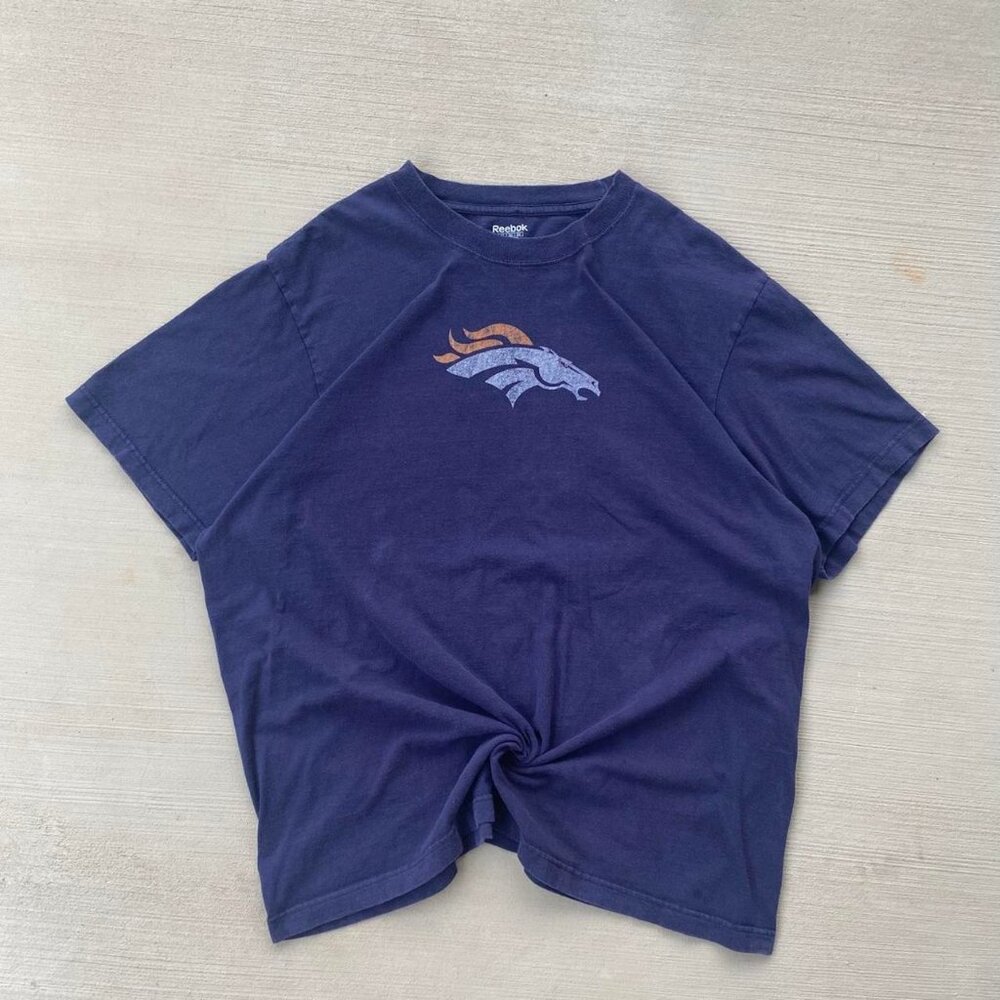 Vintage Navy and Orange Reebok Denver Broncos Tee